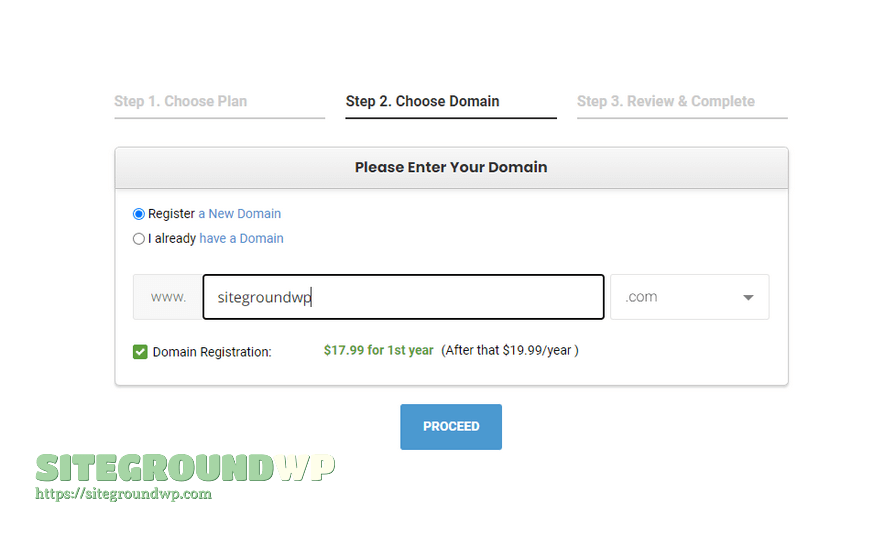 siteground注册域名界面
