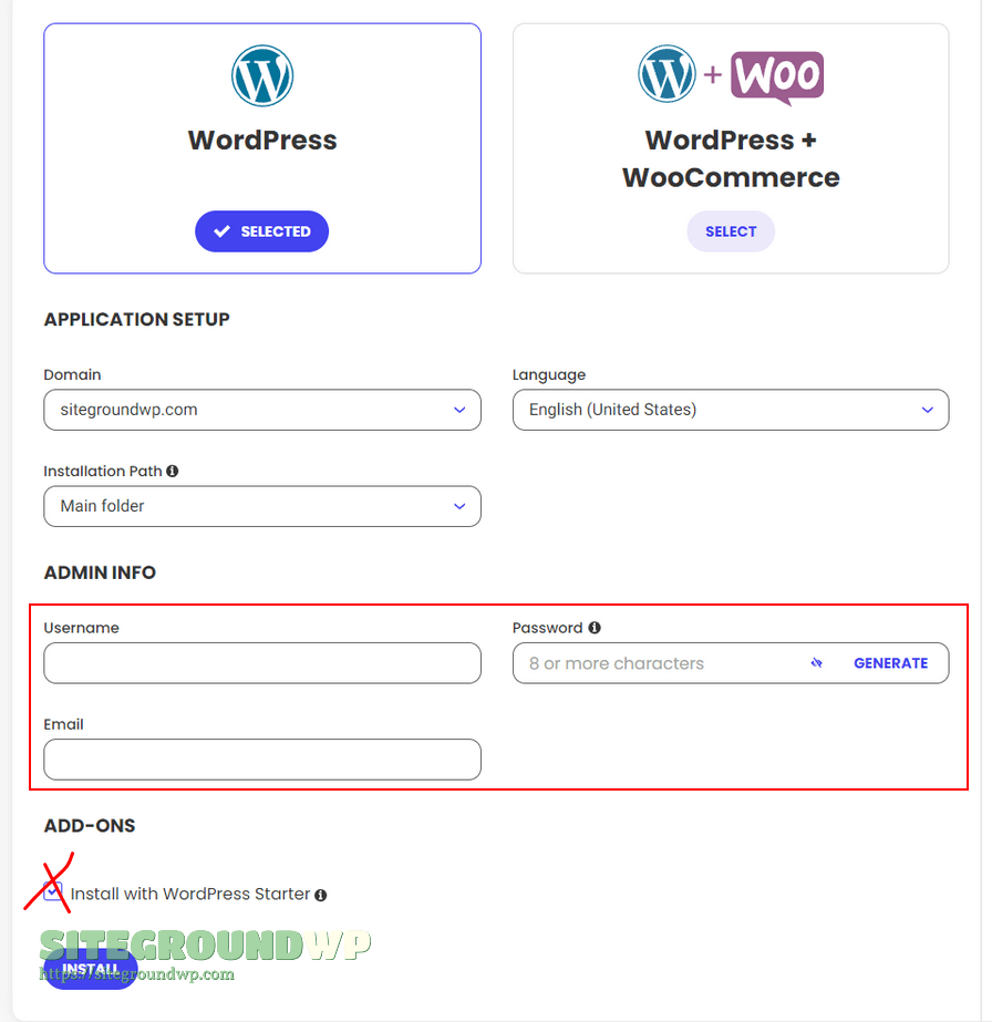 SiteGround安装WordPress